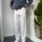 Self Texture Knitted Cotton Pant-White