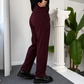 Self Texture Knitted Cotton Pant-Maroon