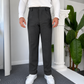 Self Plain Knitted Cotton Pant-Charcoal