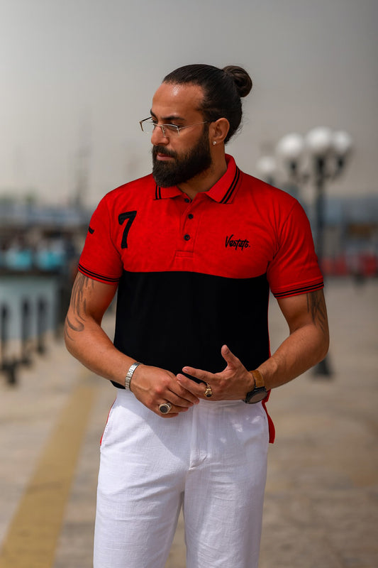 Men Polo Shirt Export Quality-RedBlack