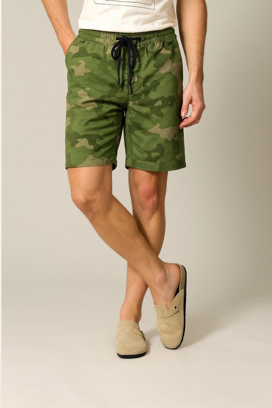 Casual Camouflaged Solider Green Flag Short