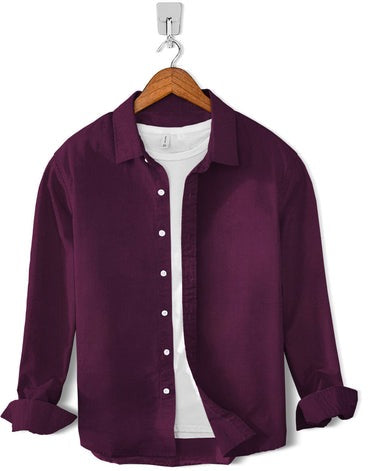 Casual Chambray Cotton Shirt-Purple