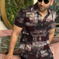 Half Sleeve- Linen Red Block