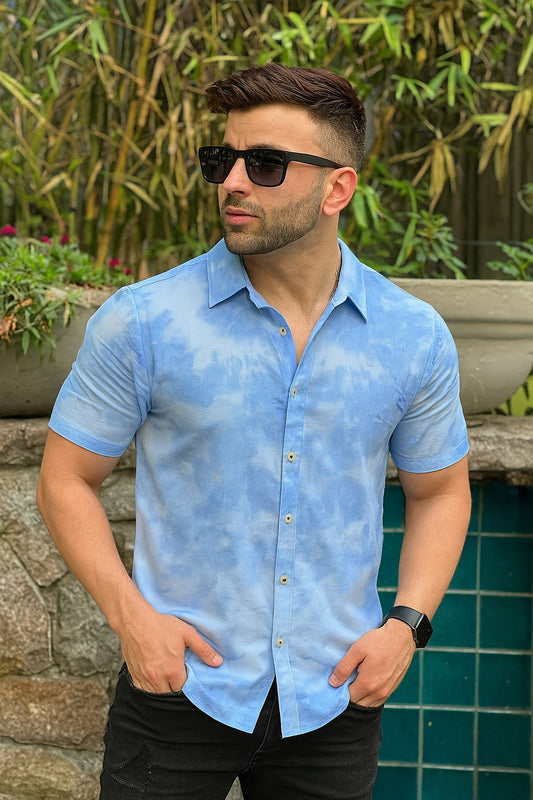 Half Sleeve- Linen Sky Tie Dye