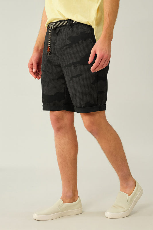 Solider Black Camouflaged Short