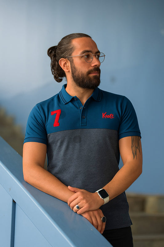 Men Polo Shirt Export Quality-BlueGrey