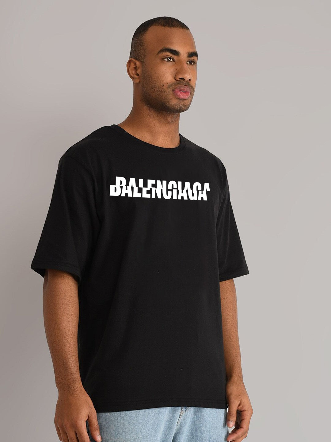 Oversized Drop Shoulder Balenciaga Tees Black