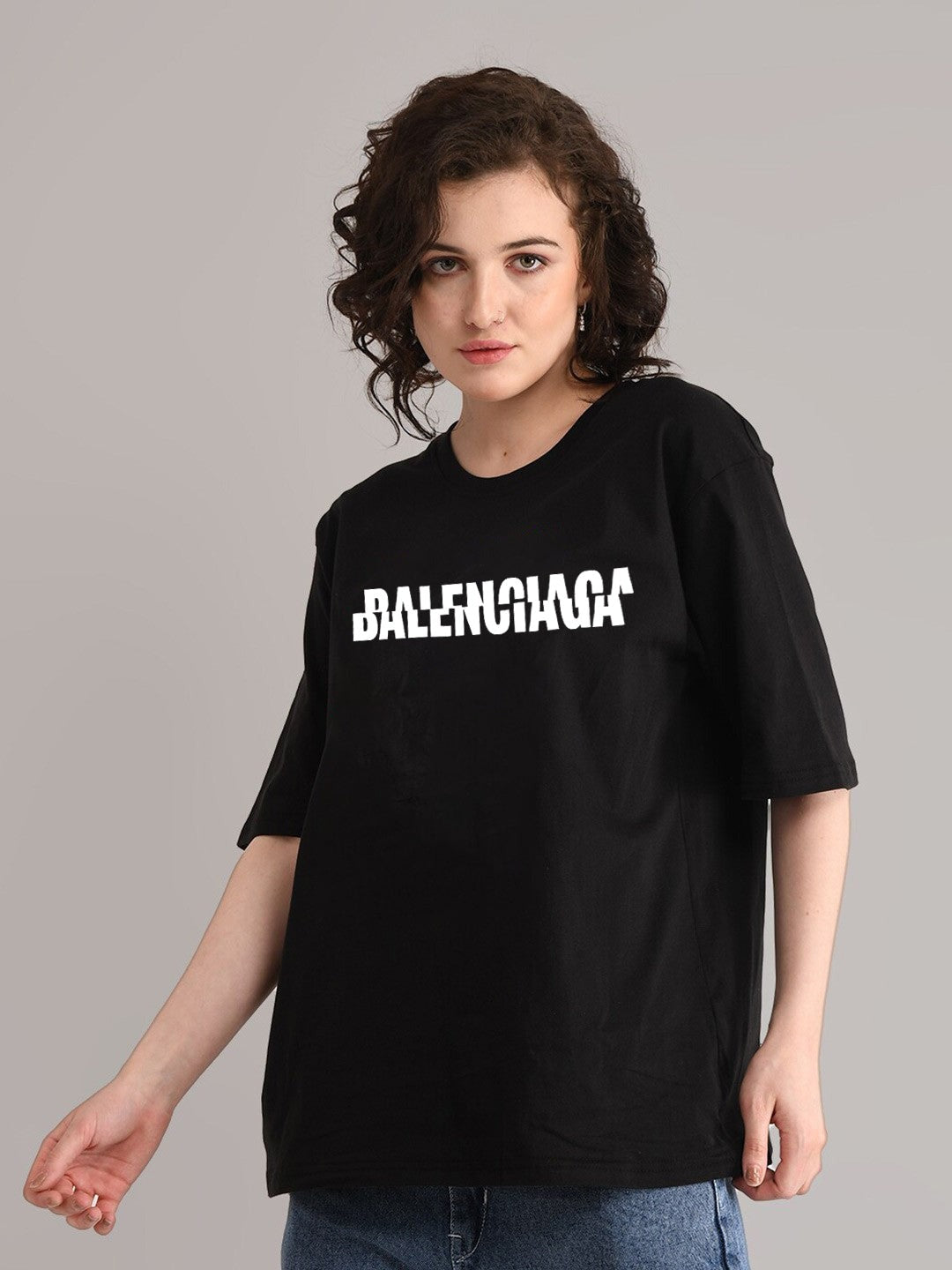 Oversized Drop Shoulder Balenciaga Tees Black