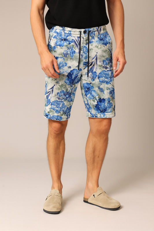 Mix Floral Bluish Camouflaged Short