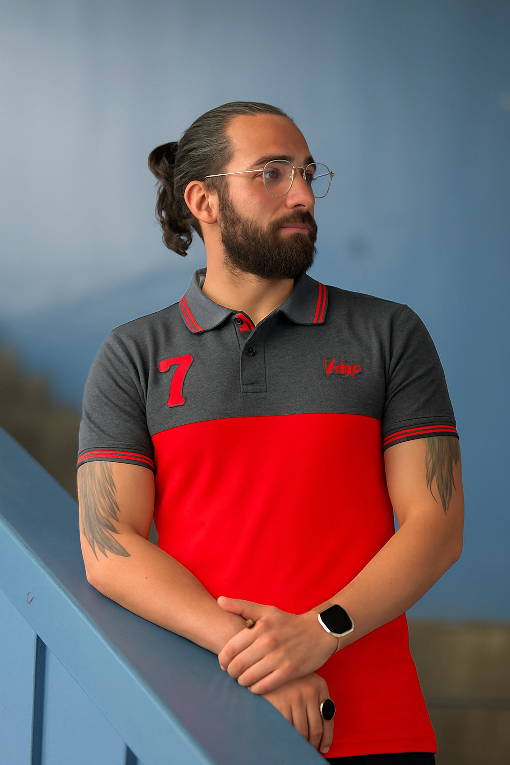 Men Polo Shirt Export Quality-GreyRed