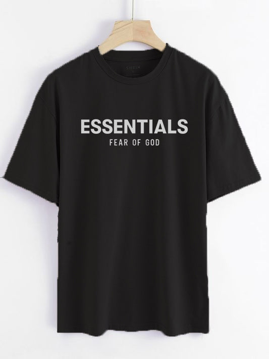 Oversized Drop Shoulder Essentials Tees Black