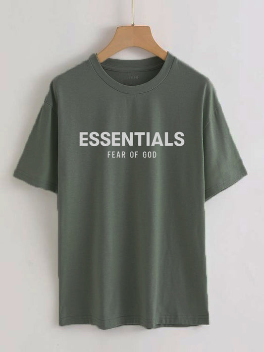 Oversized Drop Shoulder Essentials Tees Greeny grey