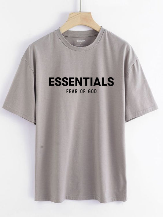 Oversized Drop Shoulder Essentials Tees Light Grey