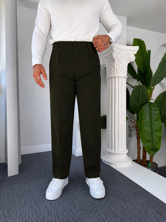 Self Texture Cotton Knitted Pant-Olive Green