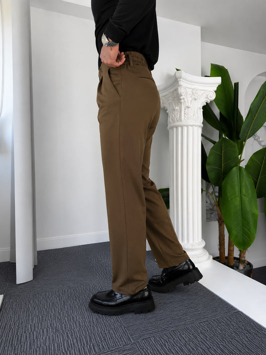 Self Texture Knitted Cotton Slim fit Pant-Camel Brown