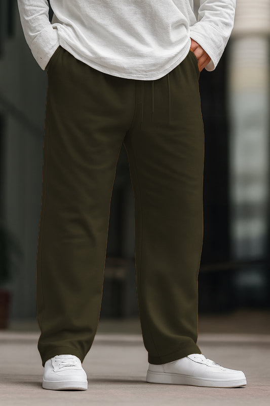 Imported Loose Bottom Trouser-Olive Green