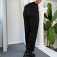 Self Texture Cotton Knitted Pant-Black