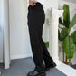 Self Texture Cotton Knitted Pant-Black