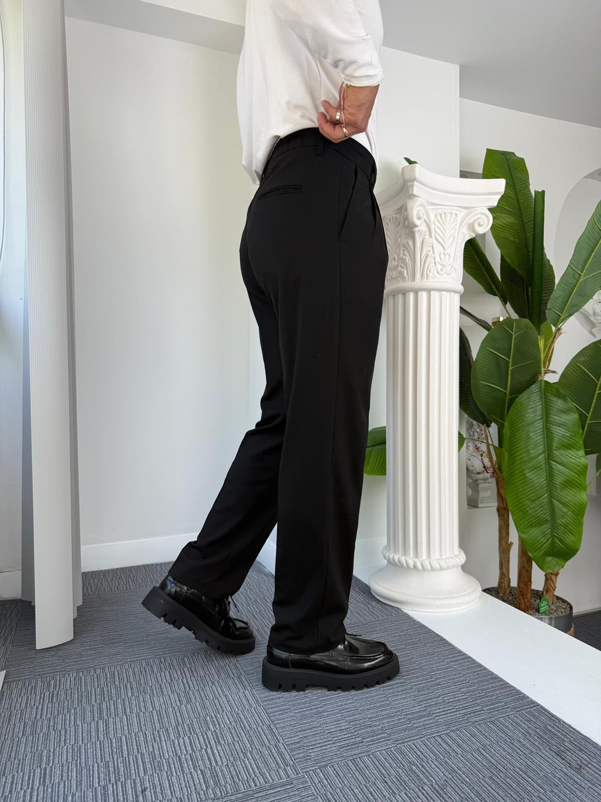 Self Texture Cotton Knitted Pant-Black