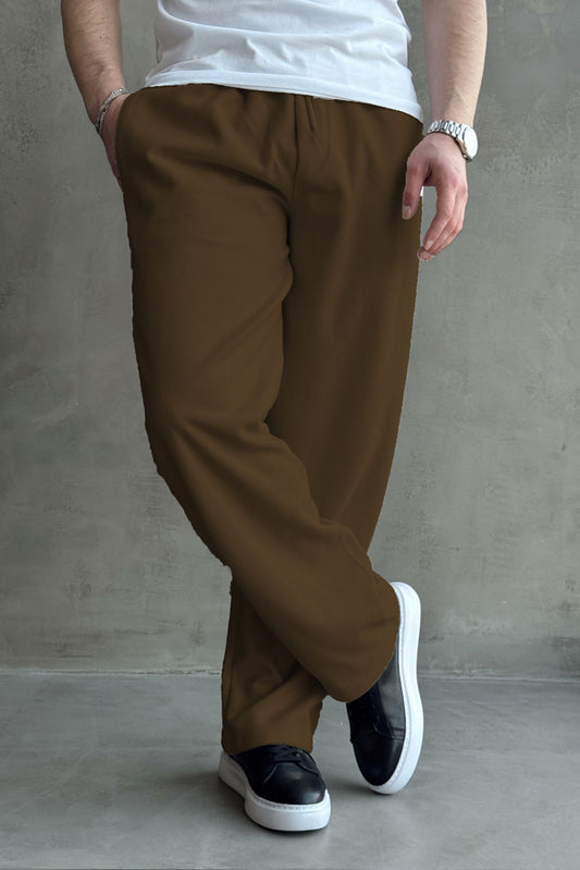 Imported Loose Bottom Trouser-Camel Brown
