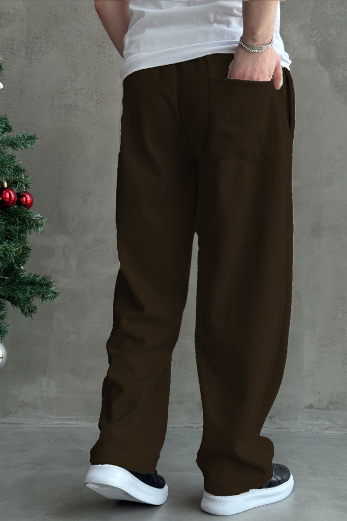 Imported Loose Bottom Trouser-Dark Brown