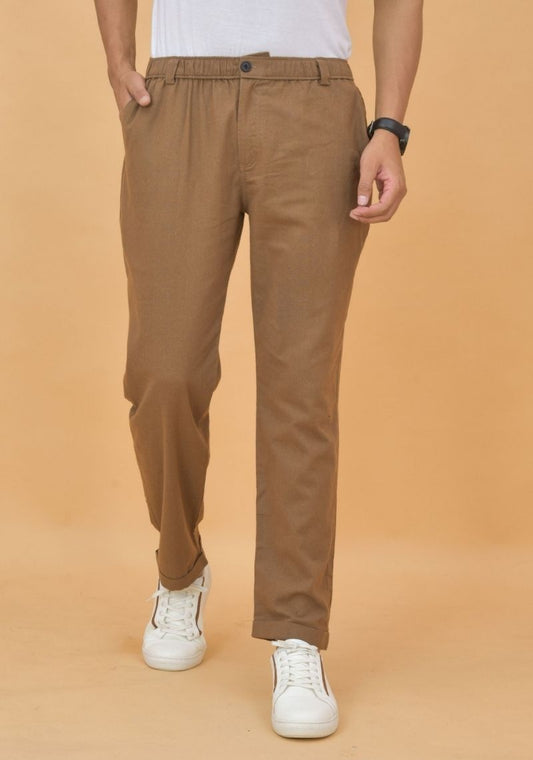 Casual Denim Cotton Pant Trouser-Camel Brown