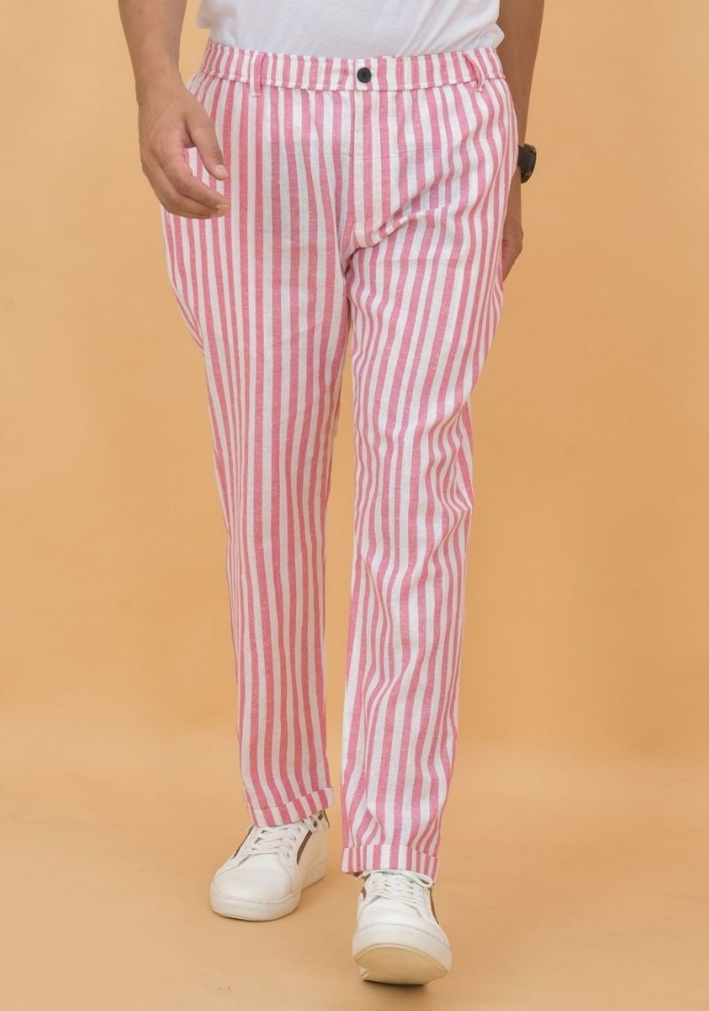 Casual Denim Cotton Pant Trouser-Pink Lining