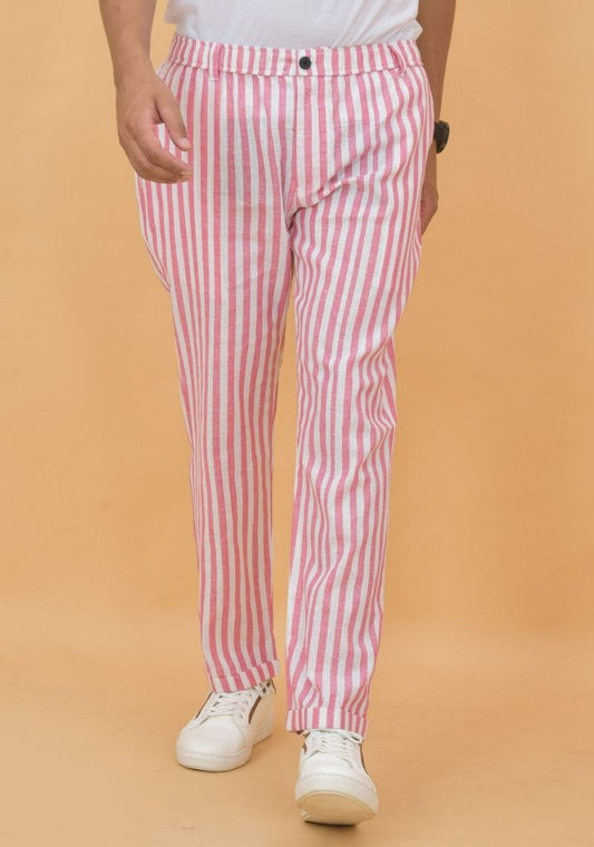 Casual Denim Cotton Pant Trouser-Pink Lining